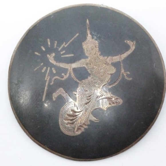 Jewelry - Vintage Sterling Nielloware Siam Brooch